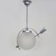 Suspension in chromed metal and glass, space age, arrow crossing a globe. Seventies