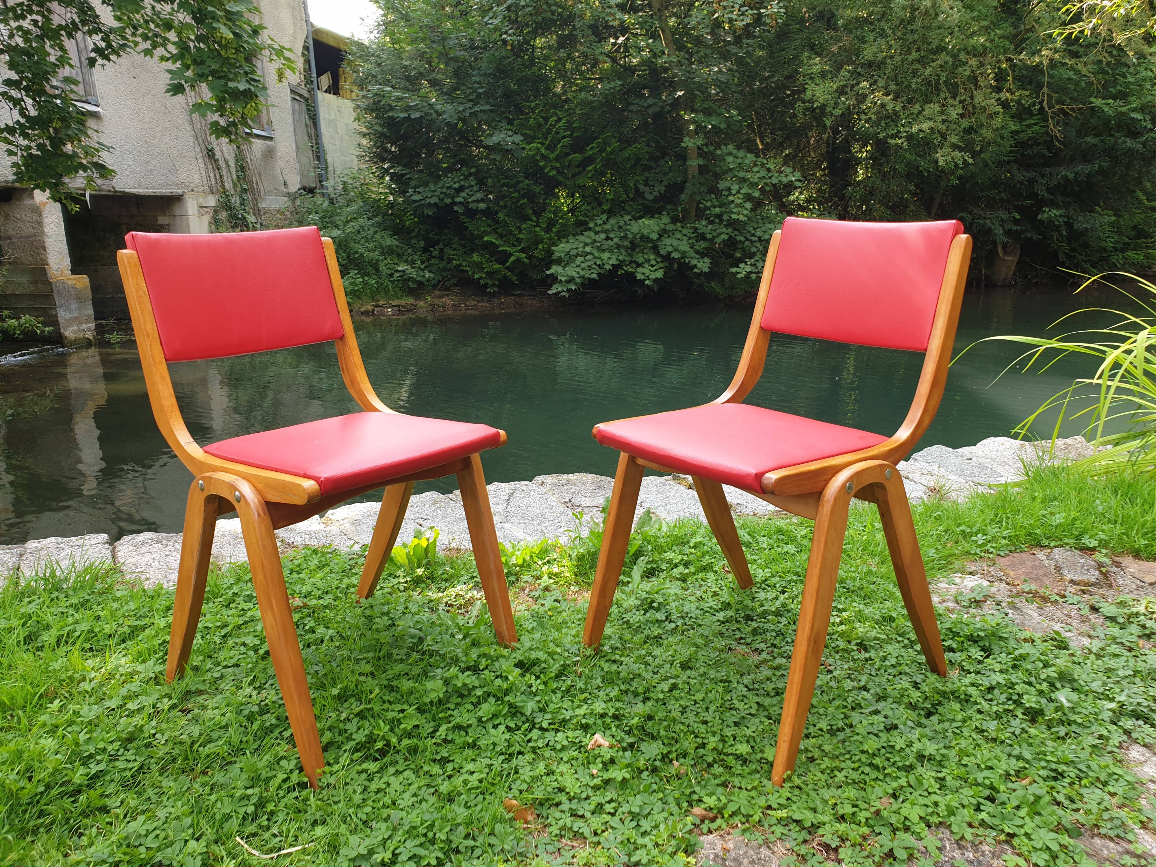 Pair of Mid-Century Boomerang Chairs