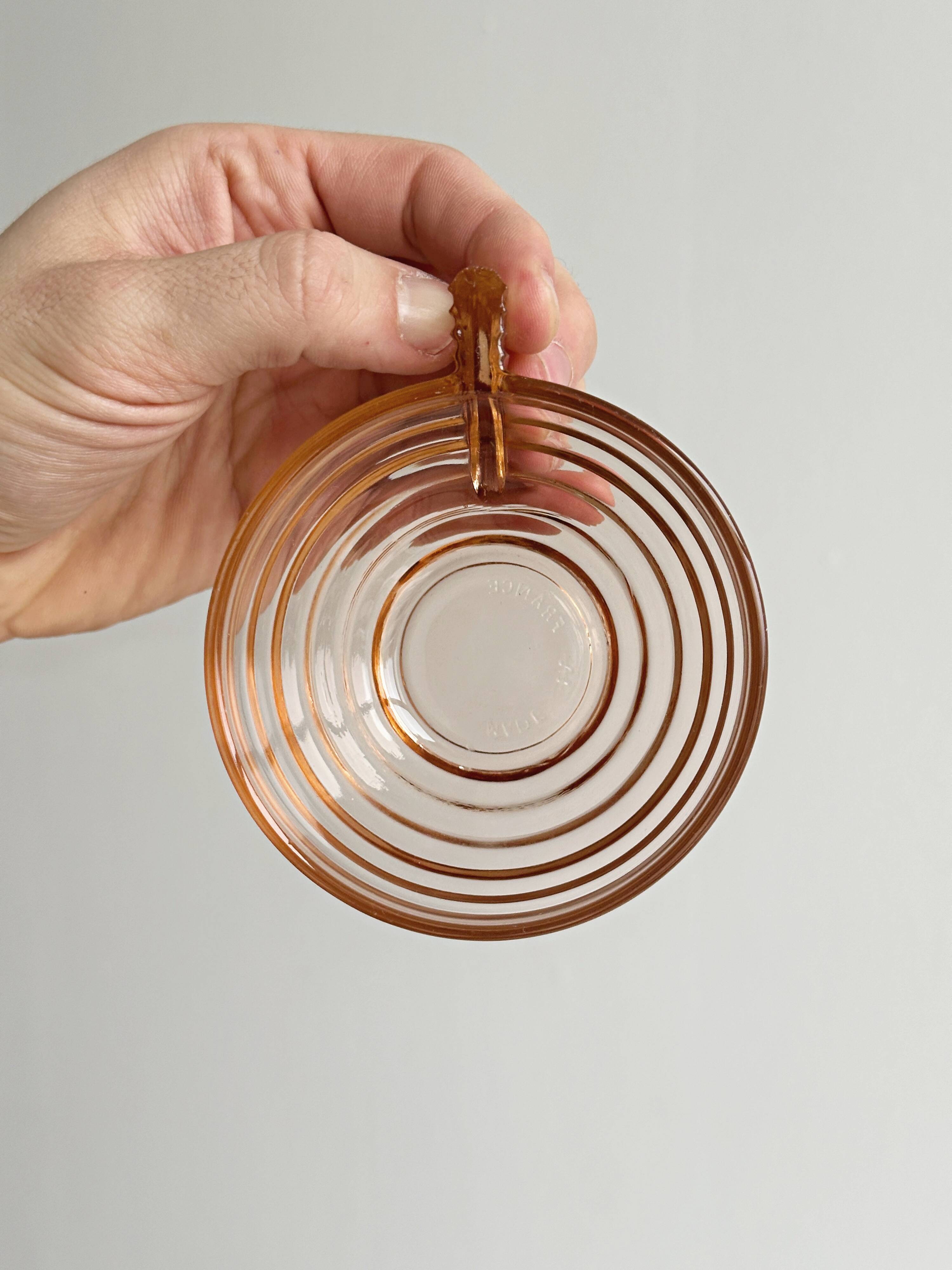 Thick old rose glass cups