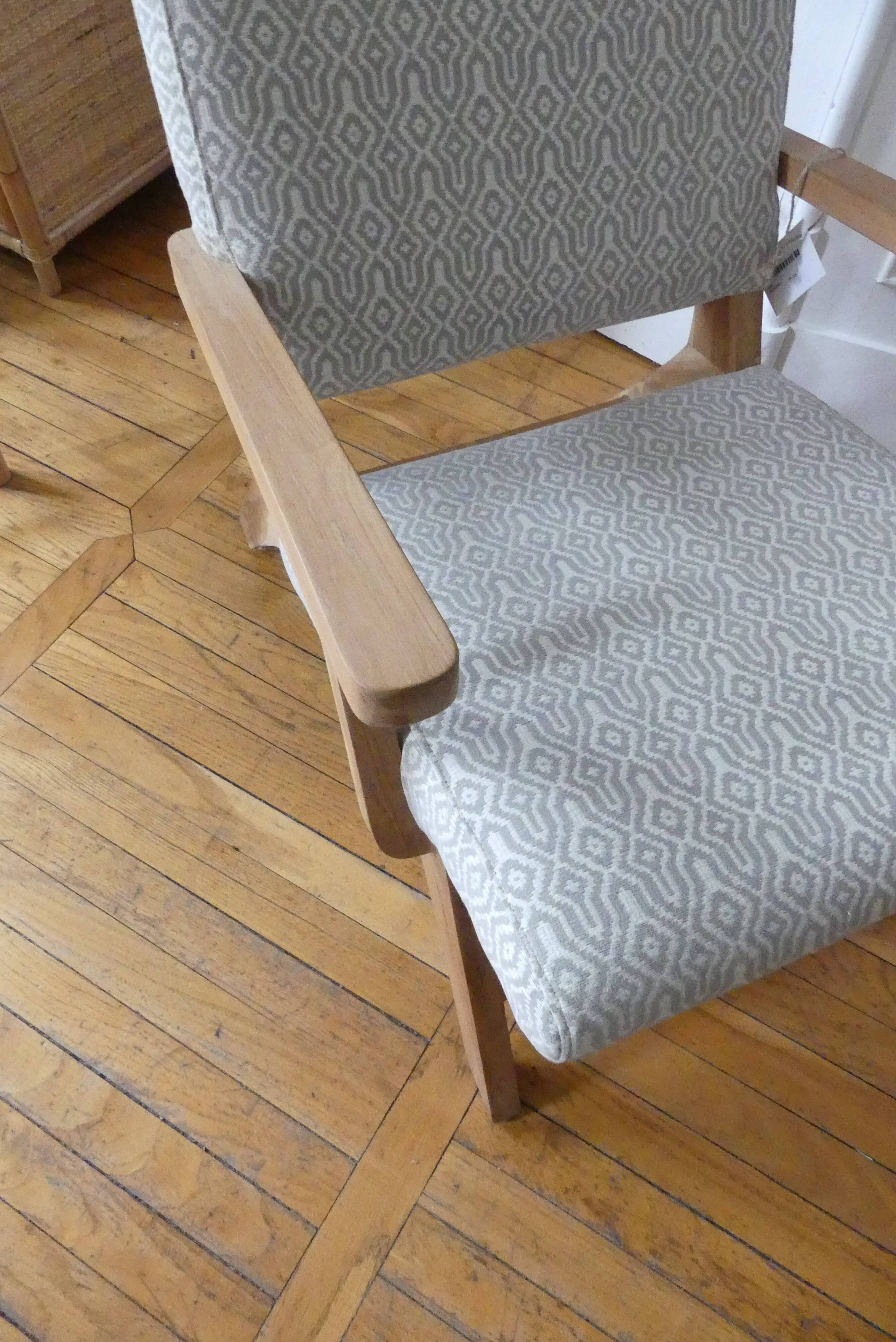 Teak armchair and fabric