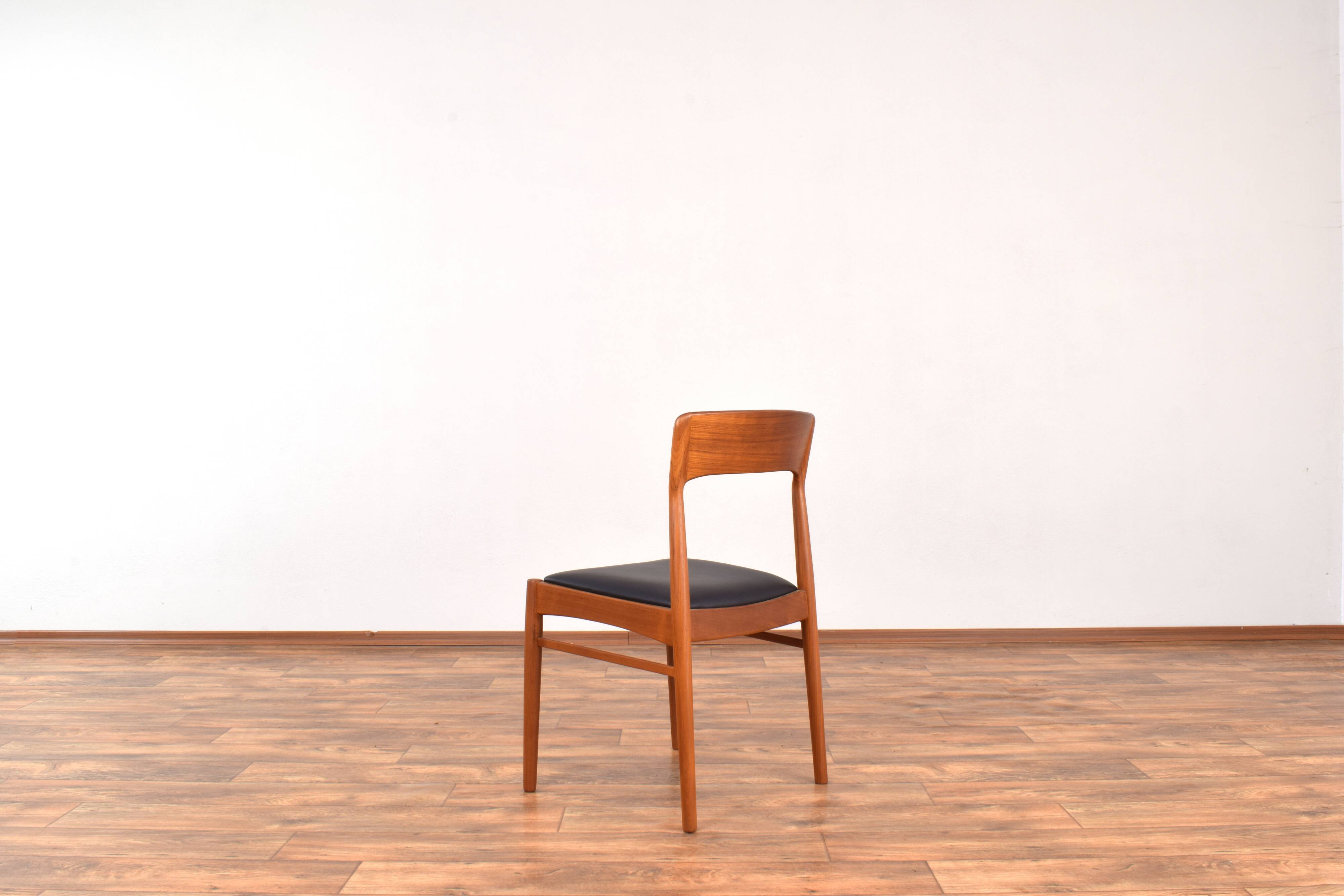 Danish teak and leather dining chairs by Henning Kjærnulf for Korup Stolefabrik, 1960s, set of 4