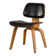 Charles & Ray Eames DCW Ash dining chair with Dark Brown Leather seat for Vitra
