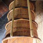 Vintage wicker log basket magazine holder