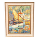 Huile sur panneau d'origine suédoise – « Motif de port » – Vintage et encadré sous verre