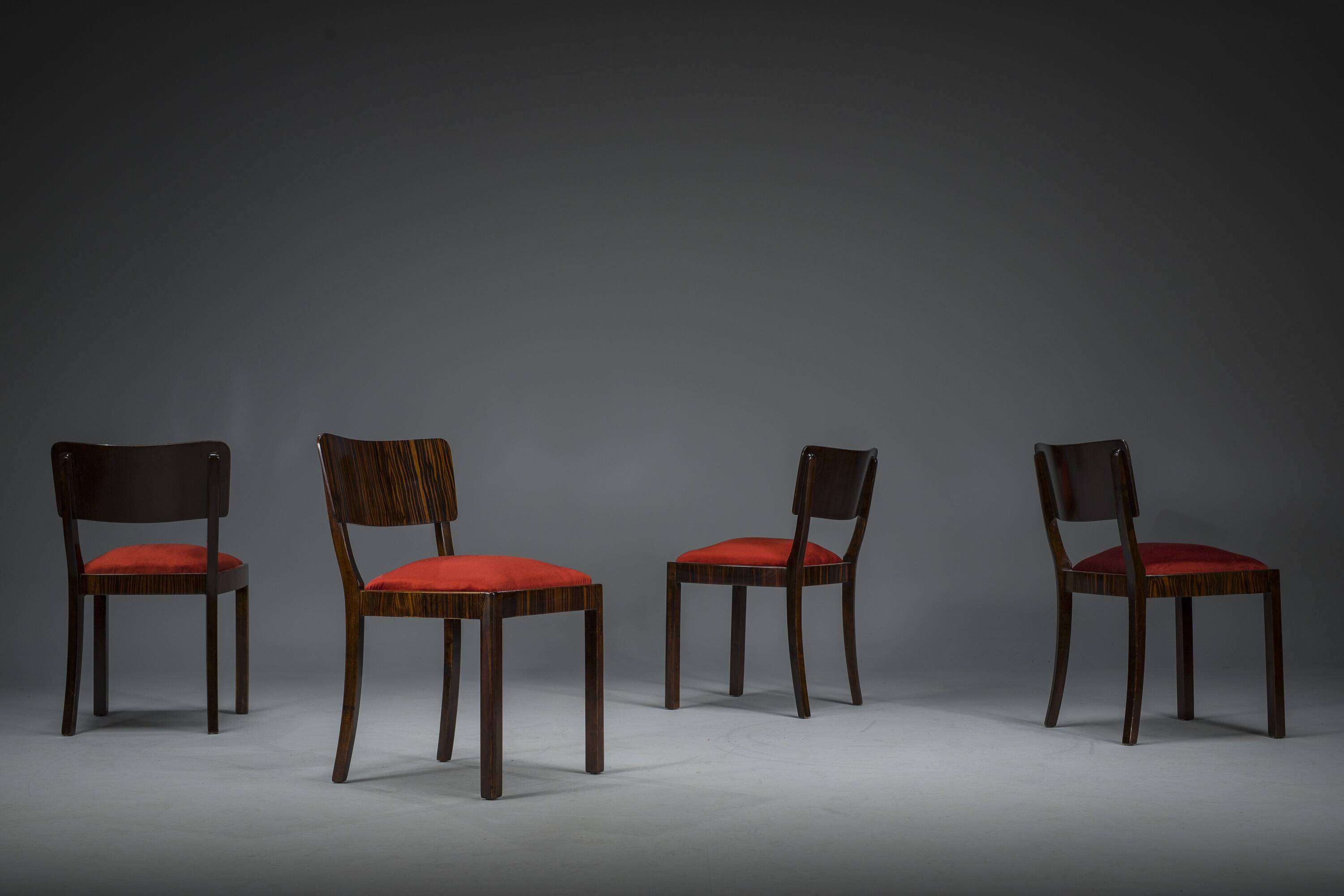 Art Deco Makassar dining chairs, 1930s, set of 4