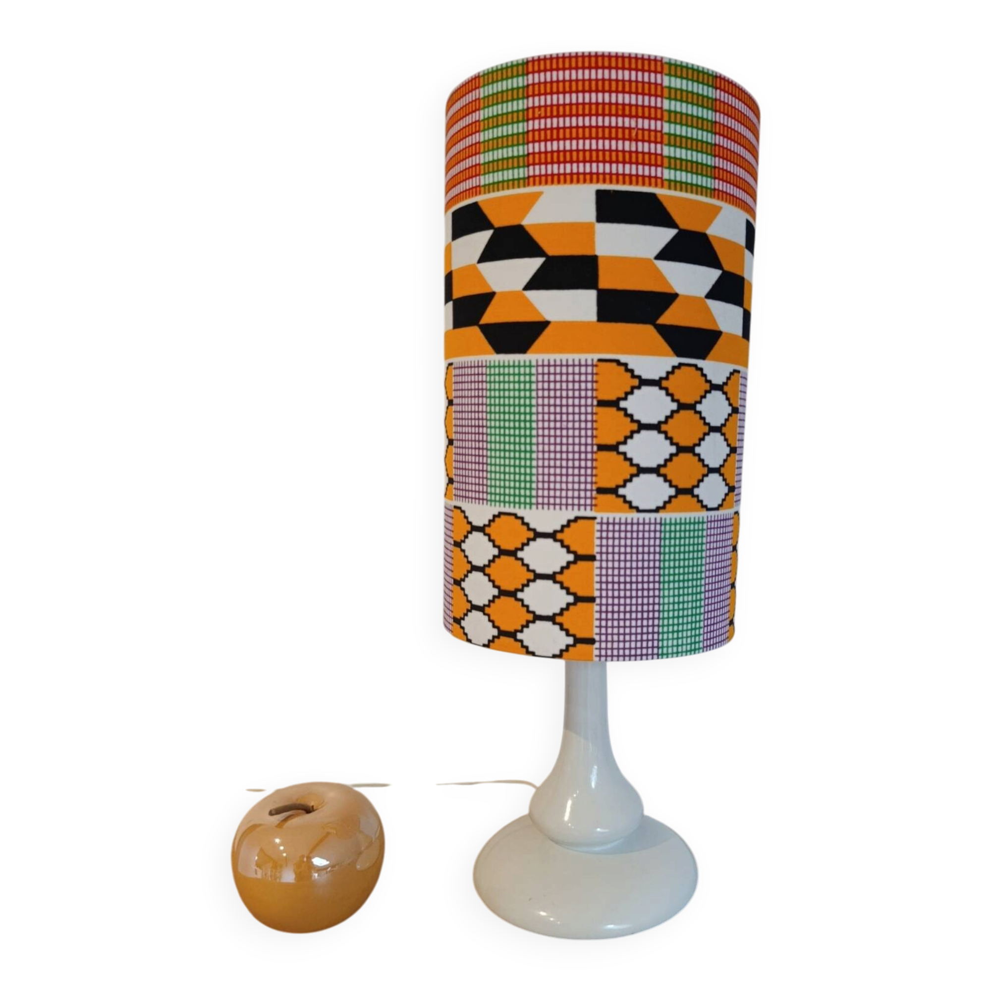 Afro-pop table lamp with Kente wax print