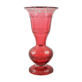 Bohemian red crystal vase decorated with vine leaves, 19th century