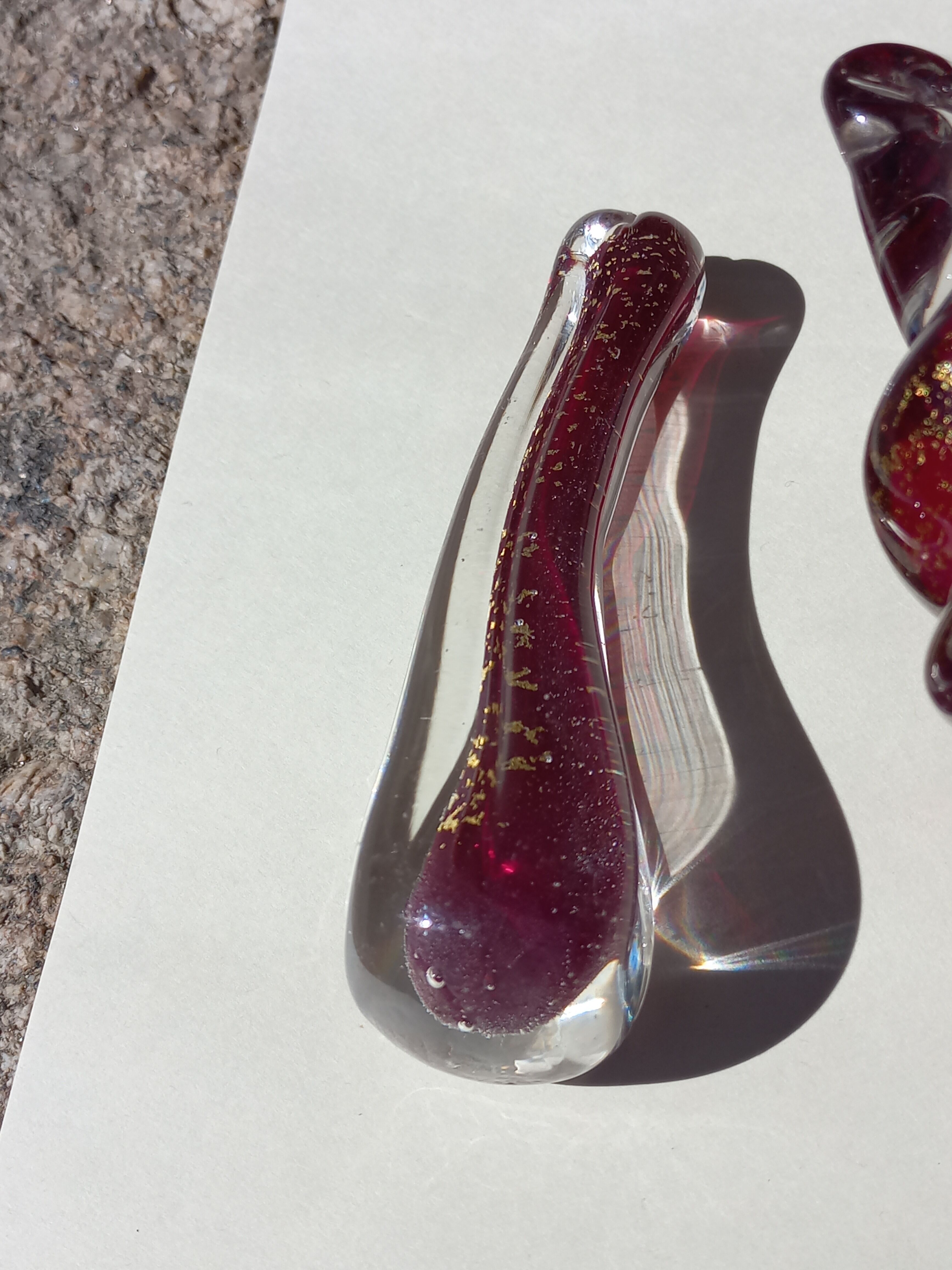 Cendrier et pilon verre et inclusions or Murano vintage