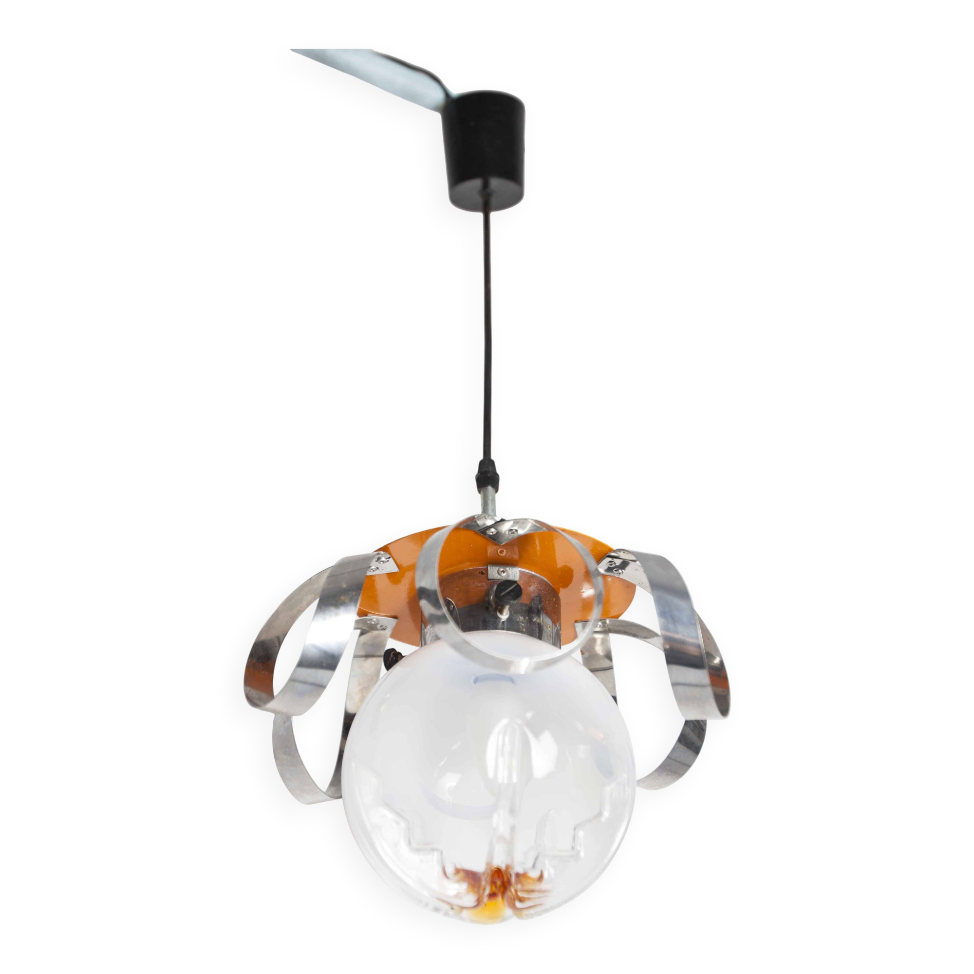 Murano glass globe pendant light, Maazzega edition, Italian design