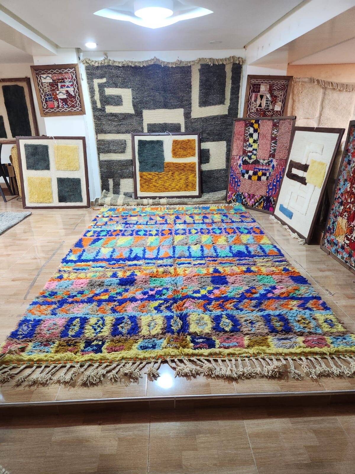 Large multicoloured Moroccan Berber rug in wool 300 x 200 cm