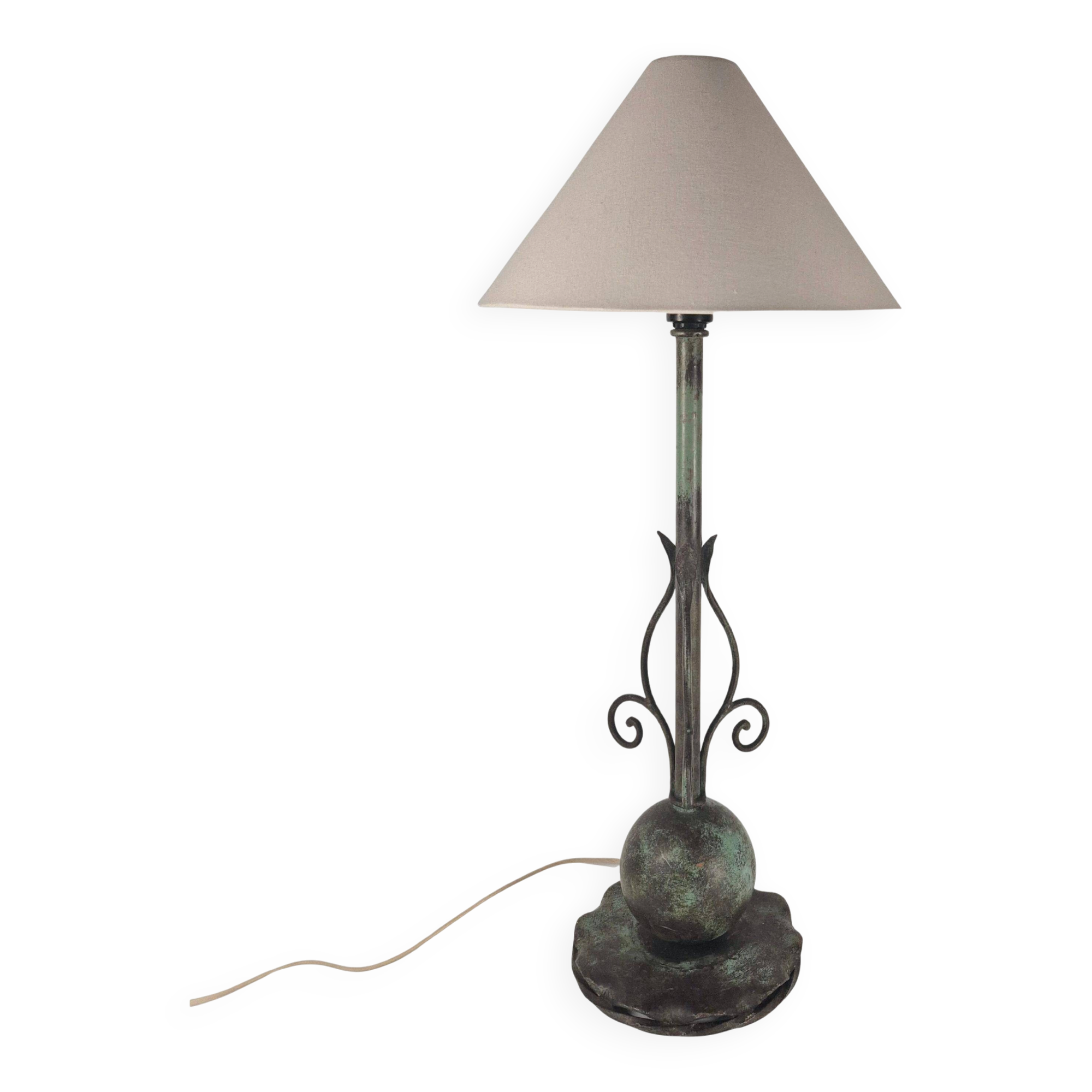 Decorative Patinated Bronze Table Lamp, Danish Grace / Scandinavian Modern