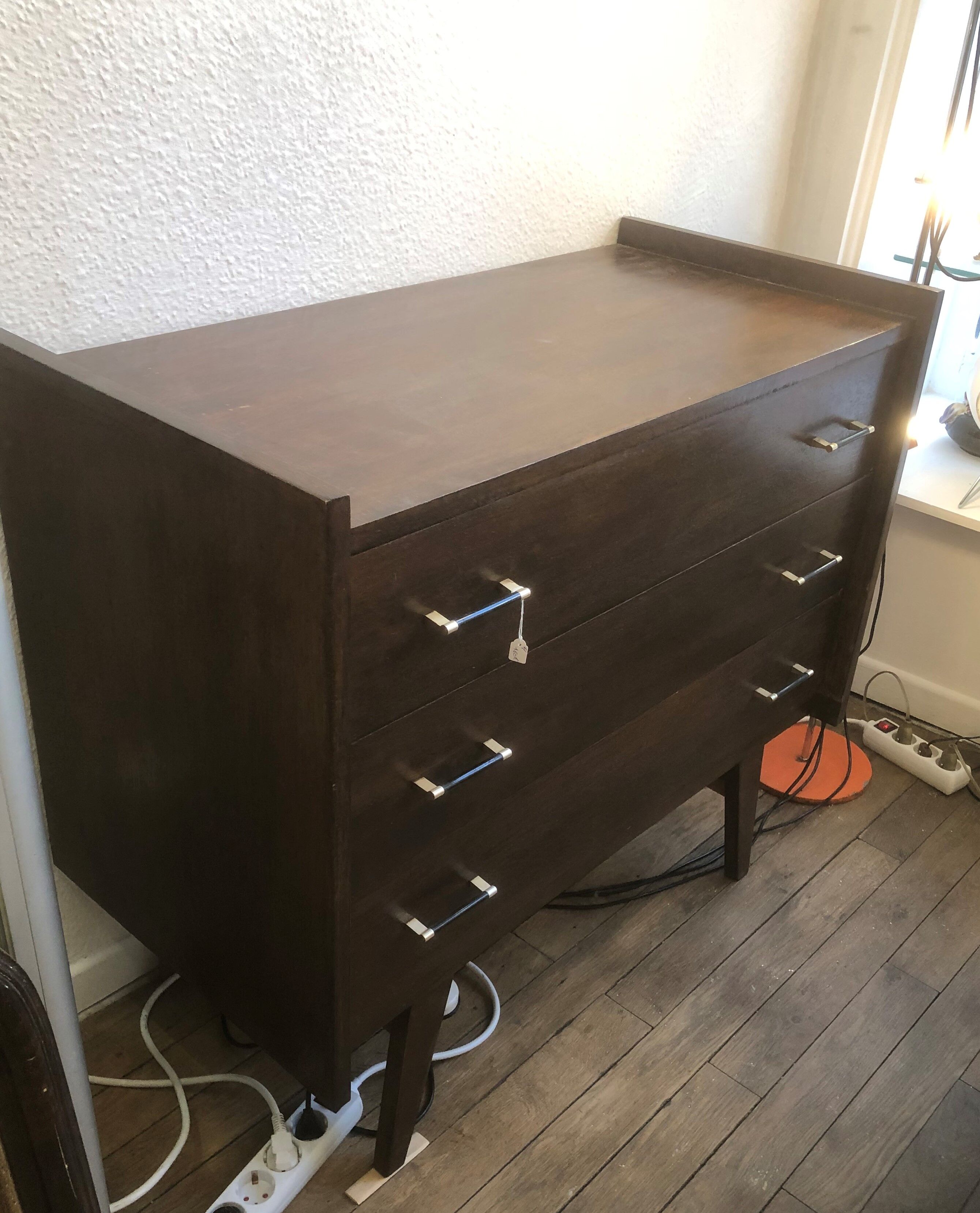 Old Vintage Chest of Drawers 3 drawers Scandinavian Compass Feet Wood