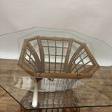 Roche Bobois table in glass and bamboo from the 1970s.