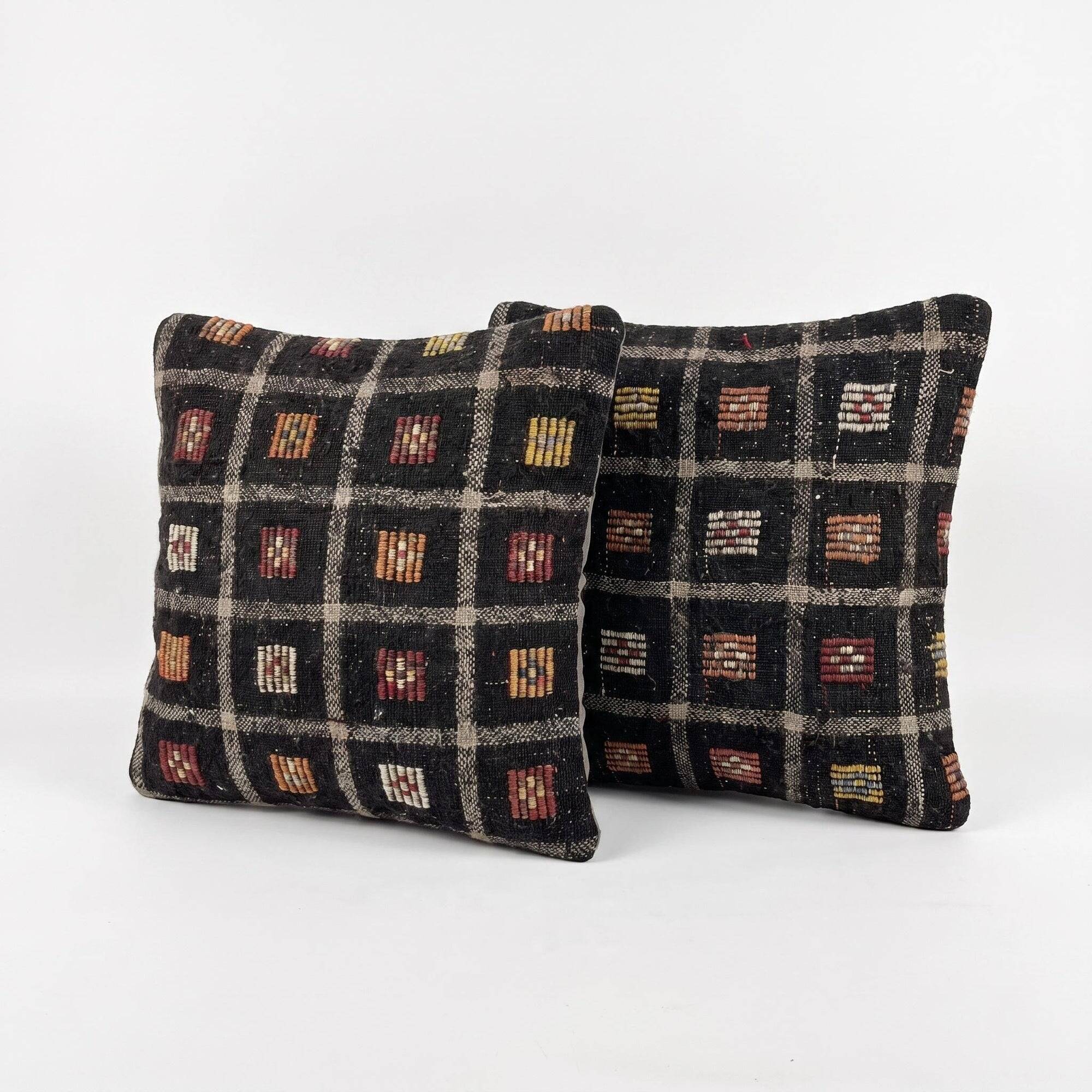 Set of 2 vintage kilim cushion covers 48x48 cm