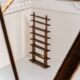 Sculptural wengé slat bookcase (Europe, 1960s).