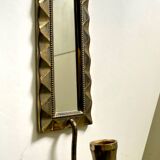 Vintage Art Deco Brass Wall mirrored Candle Sconce