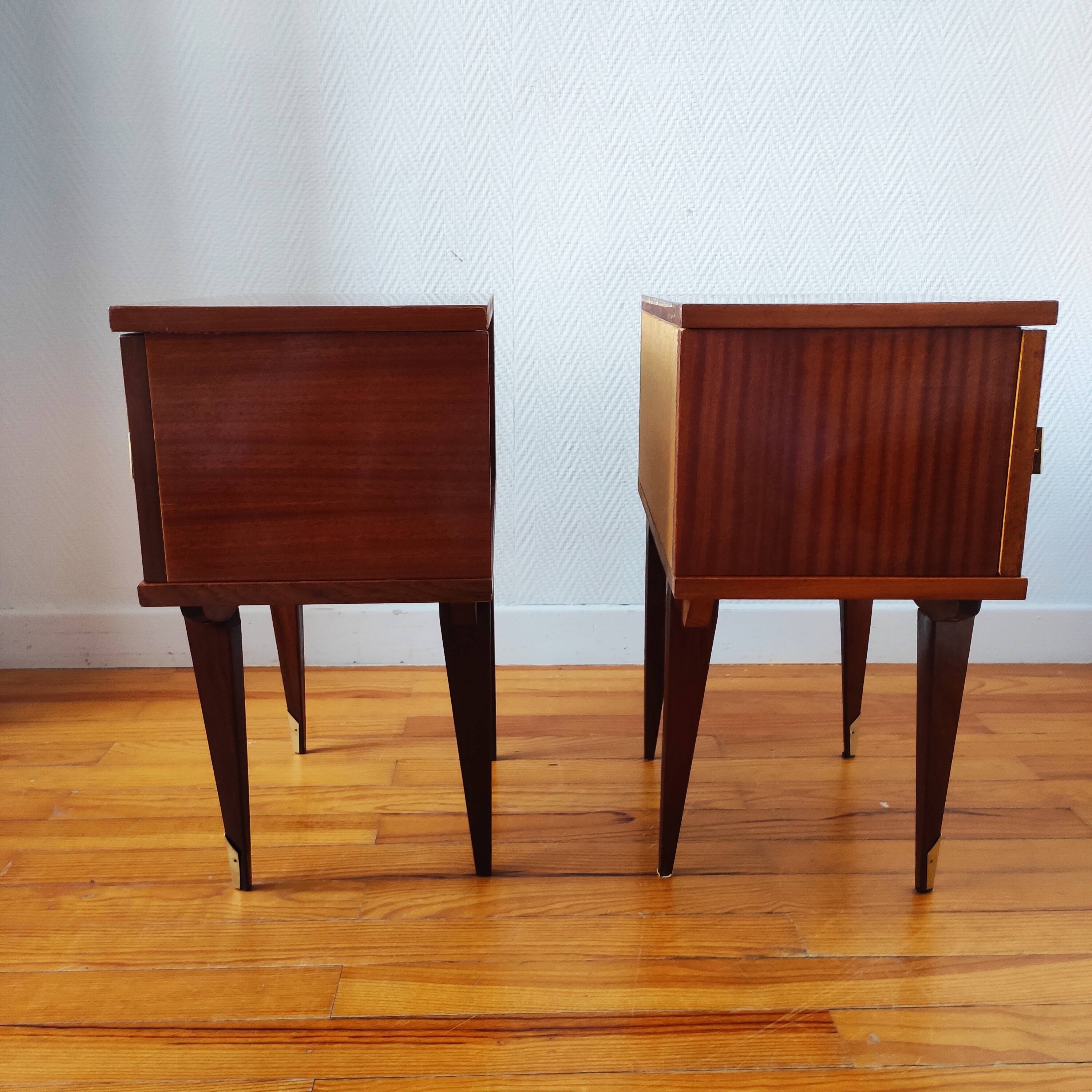 Pair of vintage Scandinavian design bedside tables from the 50s-60s.