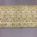 Distressed Turkish Runner 190x82 cm wool Vintage rug, Overdyed Yellow, Black