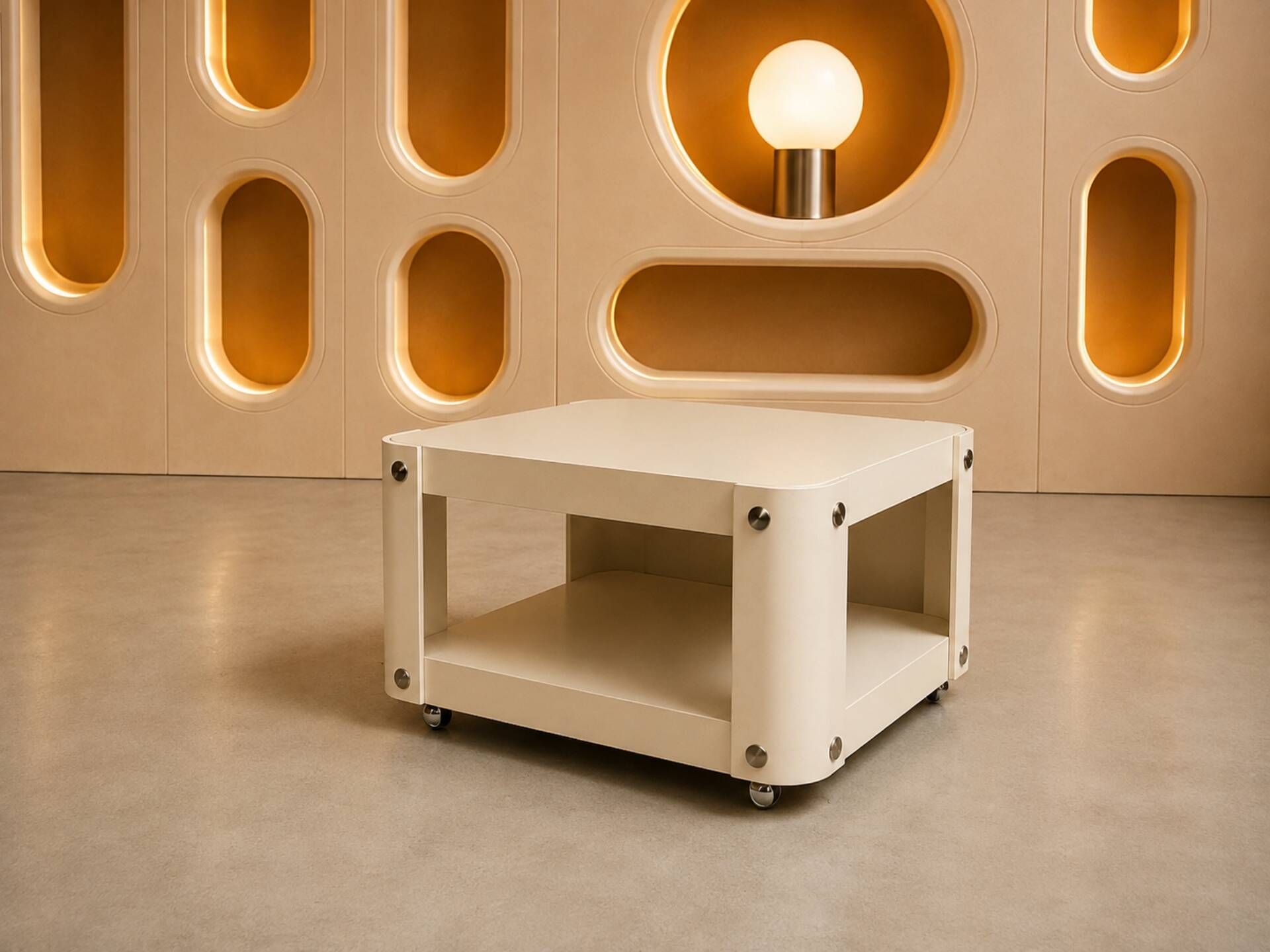Vintage Space Age coffee table – futuristic 70s design – double pl