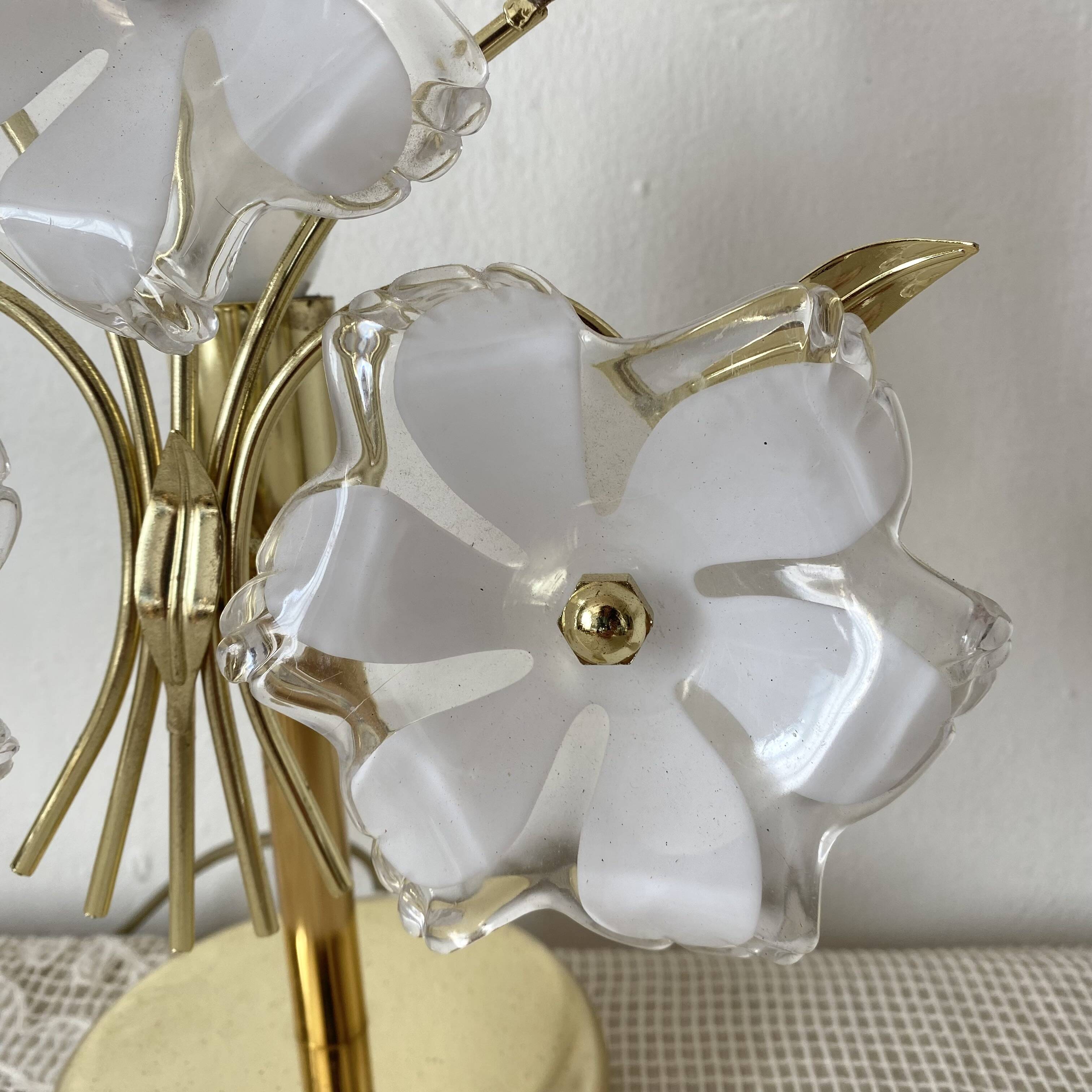 Murano glass flower lamp, Italy 1970-80