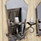 Paire d'appliques fer forgé et verre fumé Art Deco