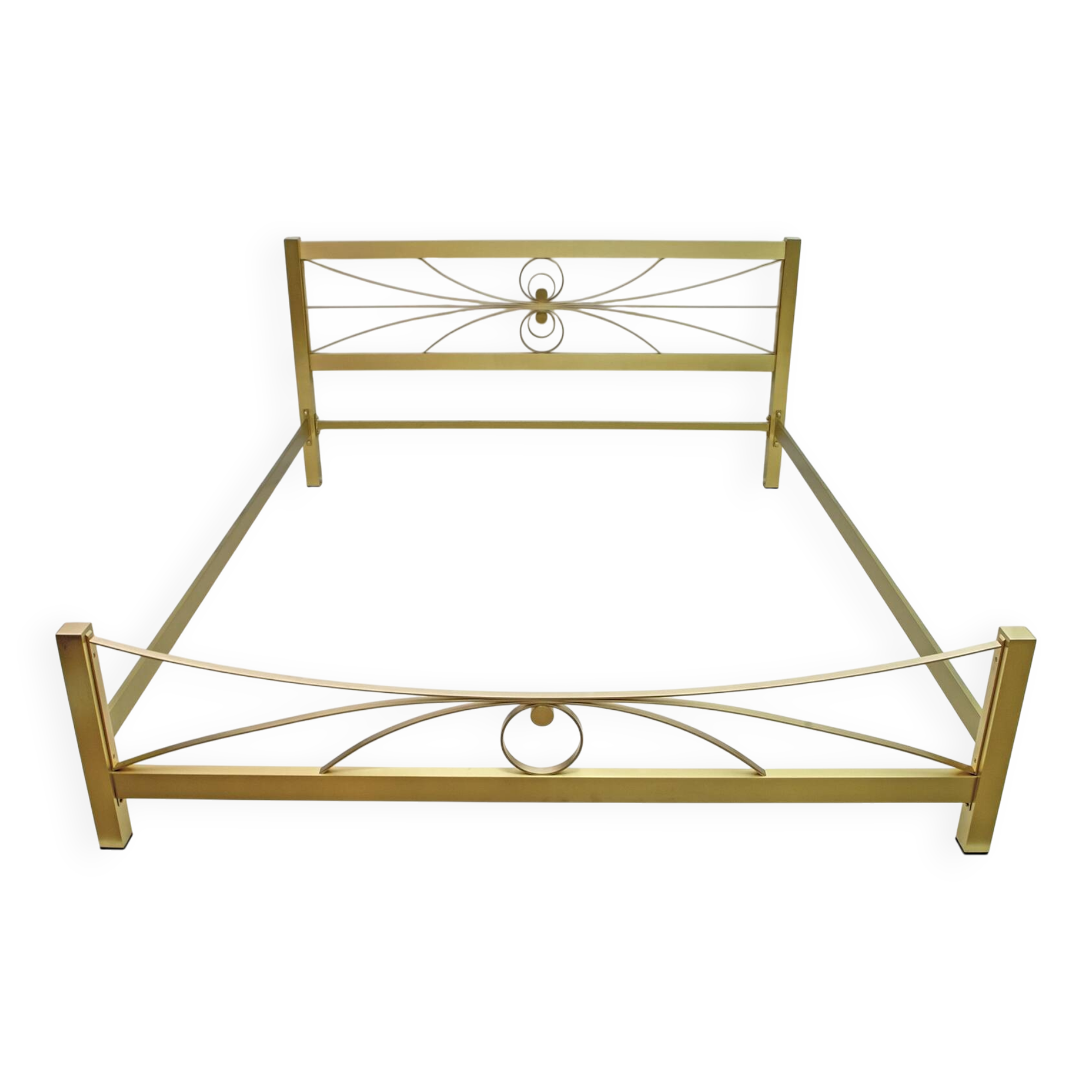 Mid-Century Modern Gilded and Satin Brass Double Bed, 1970