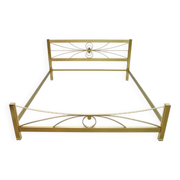 Mid-Century Modern Gilded and Satin Brass Double Bed, 1970