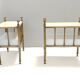 Pair of Brass and White Lacquered Nightstands with Marble Tops, Italy