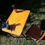Desk desk desk table child school metal wood and vintage chair