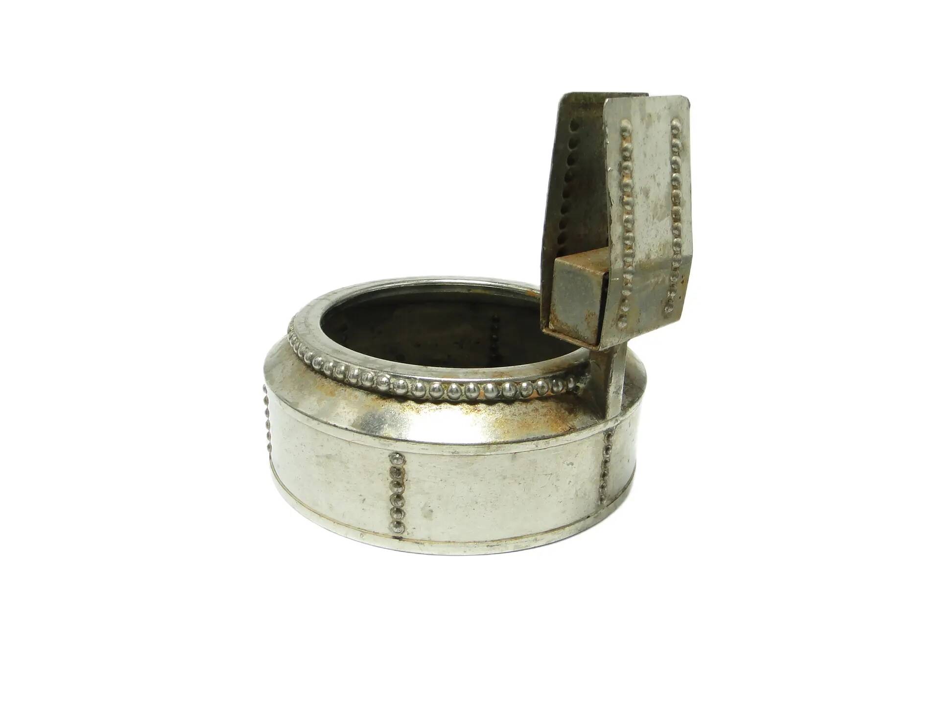 Match holder with ashtray, Art Nouveau, silver-plated brass, Austria, early 20th century