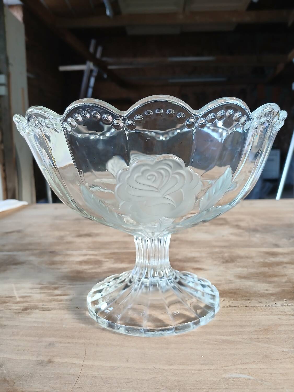 Antique glass fruit bowl