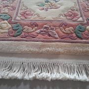 Vintage Chinese rug 120 x 60 cm with reliefs, Beijing flowers, handmade.