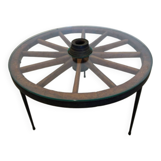 Table basse roue de charrette