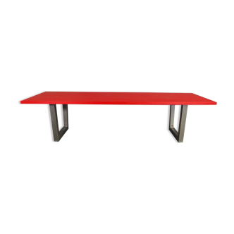 Table artisanale en épicéa rouge brossé