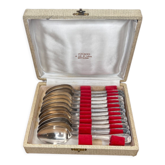 Dessert spoon box - silver metal