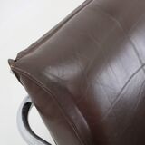 1950s Pair of Tubular Armchairs in Leather, Czechoslovakia