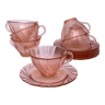 Tea set or coffee glass pink transparanr Vintage