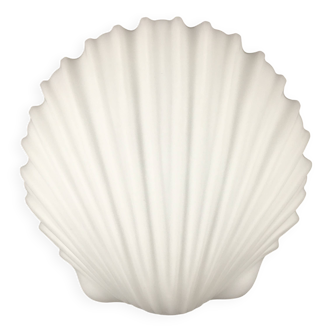 Large Minimalist Opaline Glass Shell Shaped Wall Lamp By Limburg, 1970s