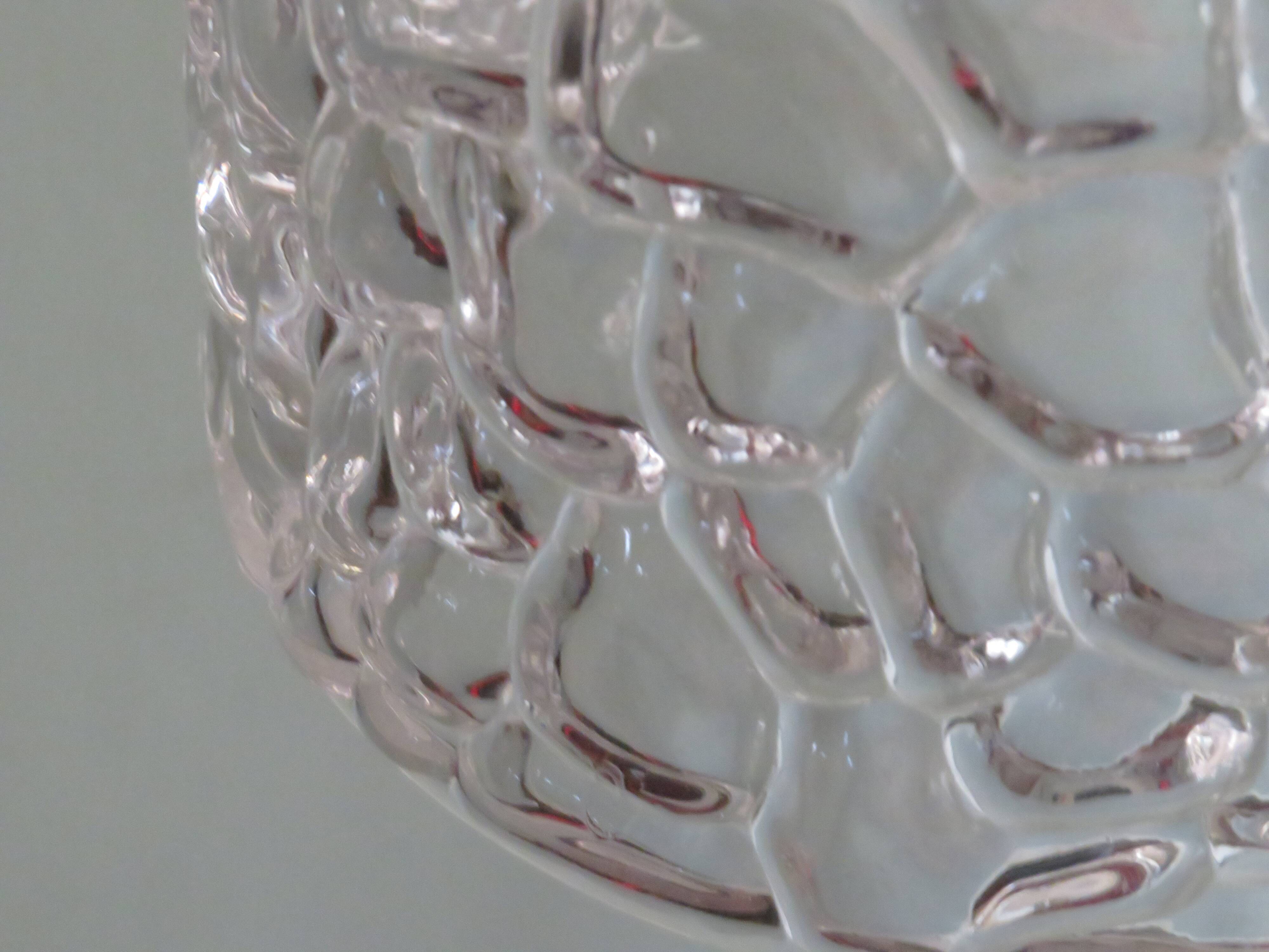 Vintage pendant lamp, glass and chrome, Belgium 1960