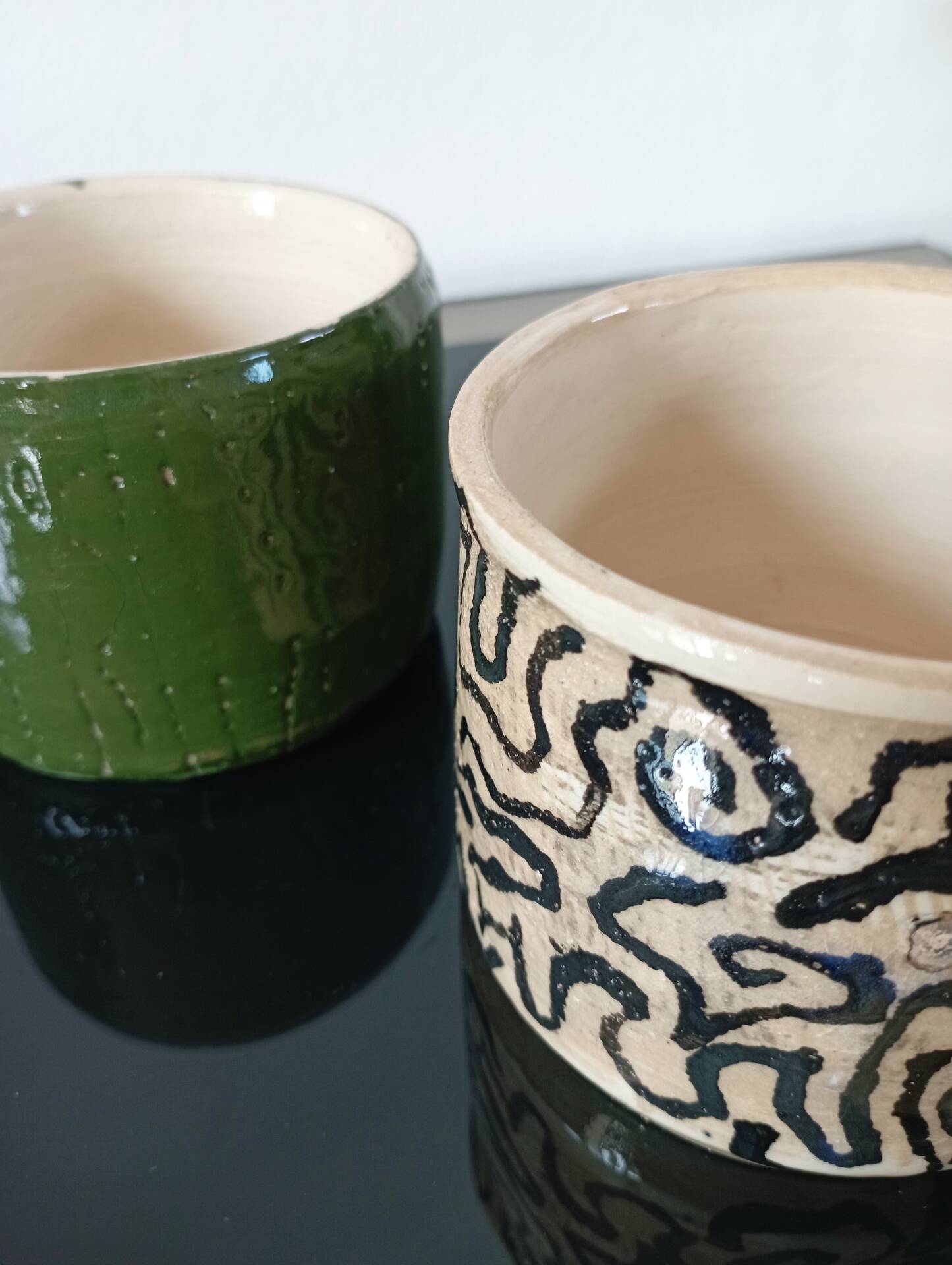 Duo de céramiques d'atelier vintage 70's