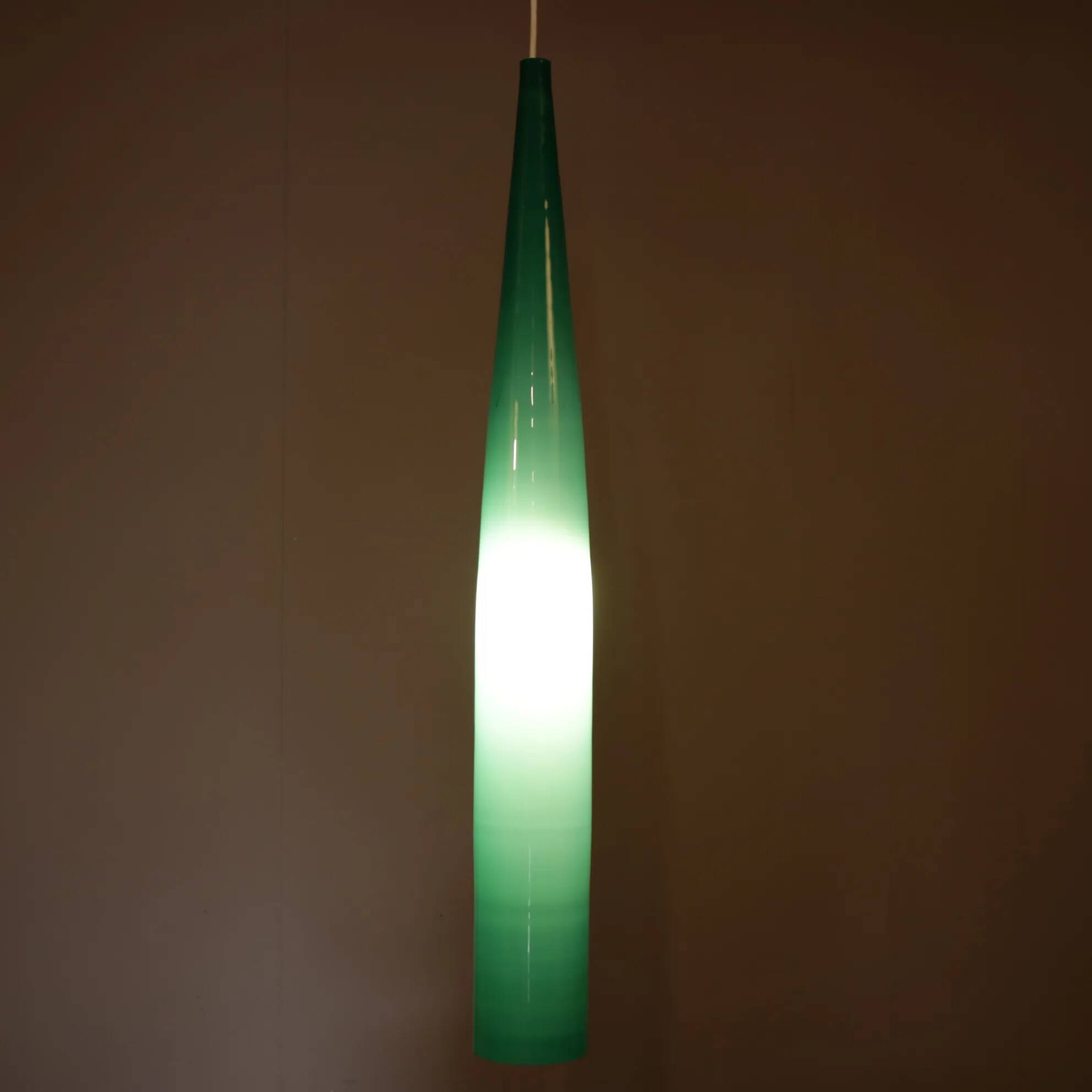 Suspension Alessandro Pianon en verre bleu sarcelle pour Vistosi, Italie 1960