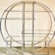 Chromed metal large riund room divider shelving show case etagere milo baughman style