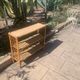 Rattan shelf with crossbars 60's