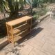 Rattan shelf with crossbars 60's
