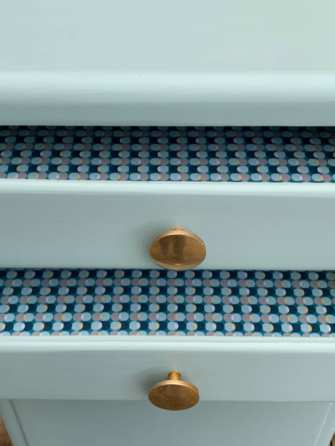 Vintage gray green bathroom chest of drawers