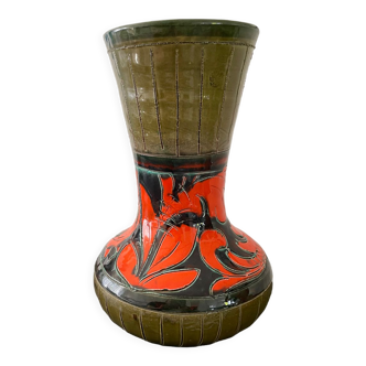Vase vintage vert et orange