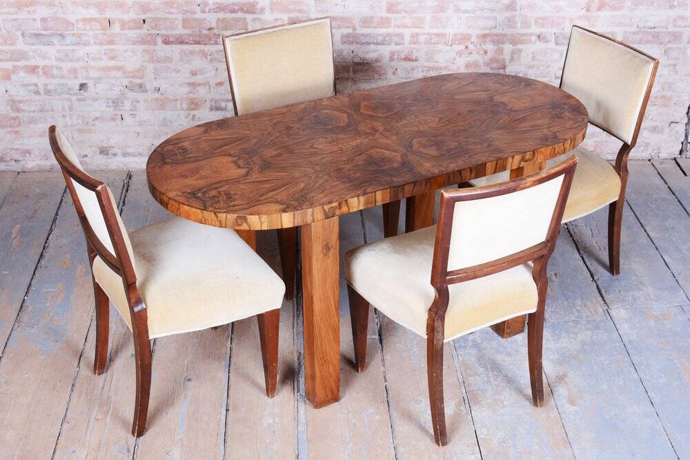 Czech Art Deco Table in Caucasian Walnut, 1930s
