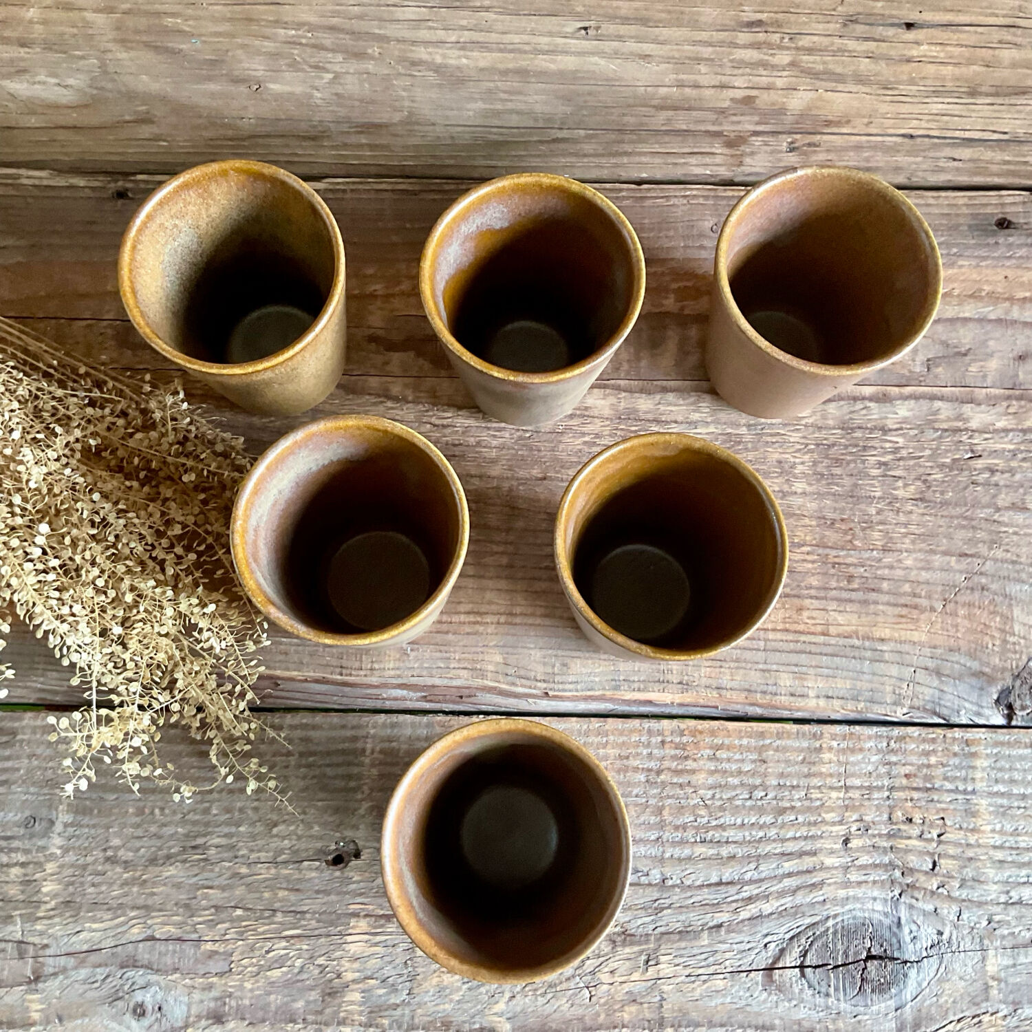 6 stoneware cups Digoin France