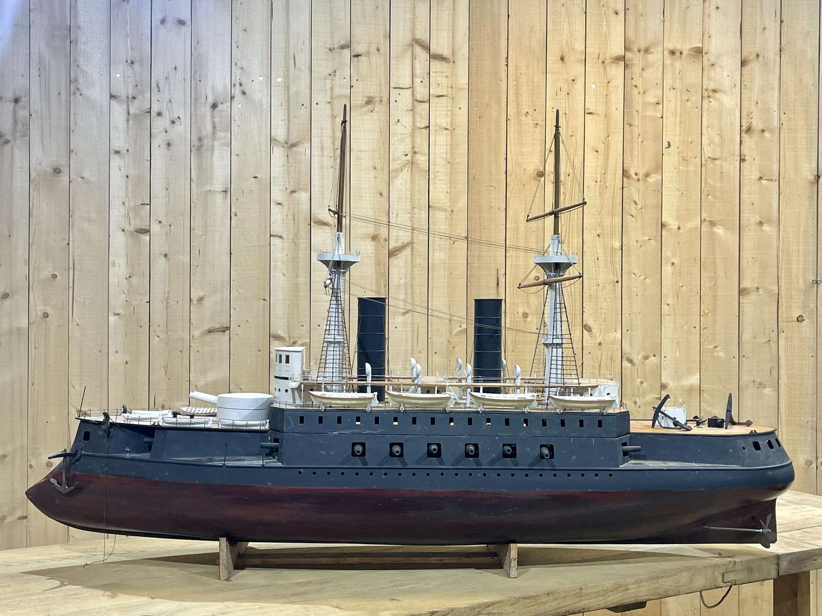 Model representing a battleship of the late nineteenth century