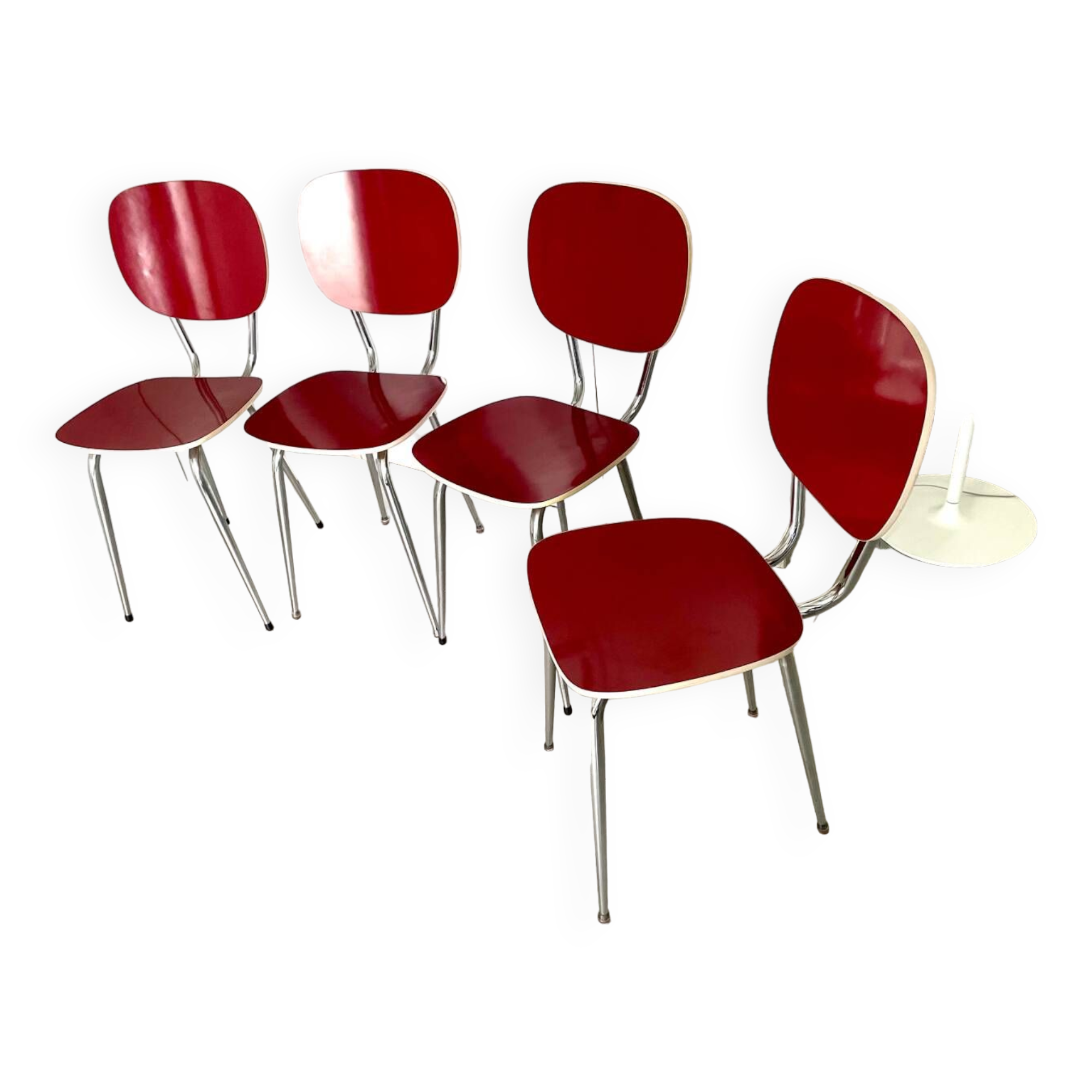 Set of 4 chairs 1960 Formica red perfect condition